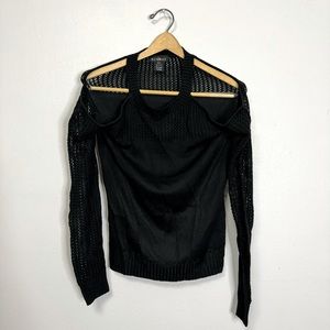 Runway 7 Cold Shoulder Long Sleeve Sweater Black
